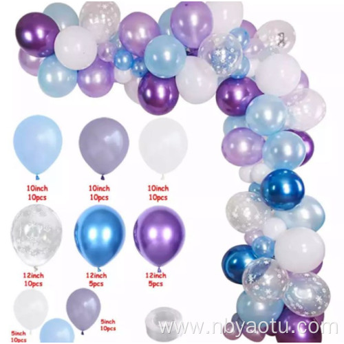 snow white flake blue purple balloon arch kit